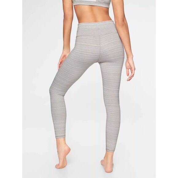 ATHLETA Beige Textured High Rise Jacquard Chaturanga 7/8 Leggings LT Large Tall - Picture 2 of 10